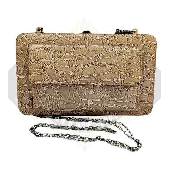 Handbags - Vintage Sexy Sleek Slim Long Removeable Chain Faux Crocodile Skin Wallet.